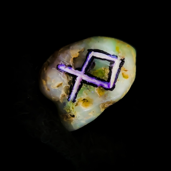 Amazonite Handmade Runestone Set - Nordic Heathen Runes - Pagan Alter Supplies - Picture 4 of 4